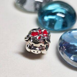 Pandora Chinese New Year Piggy Bank Charm 2016 Retired With Red Ribbon Sterling